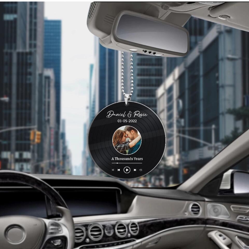 Personalized Valentine Gifts - This Is Our First Date - Personalized Upload Photo Car Ornament - Best Gift For Him/Her For Husband/Wife On Anniversary - Valentine's Gift - 212IHPNPOR689