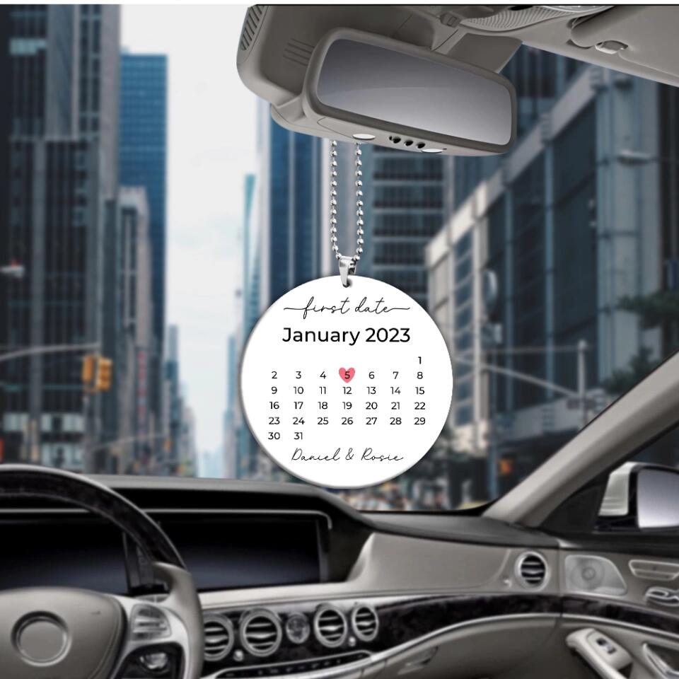 Personalized Valentine Gifts - This Is Our First Date - Personalized Upload Photo Car Ornament - Best Gift For Him/Her For Husband/Wife On Anniversary - Valentine's Gift - 212IHPNPOR689