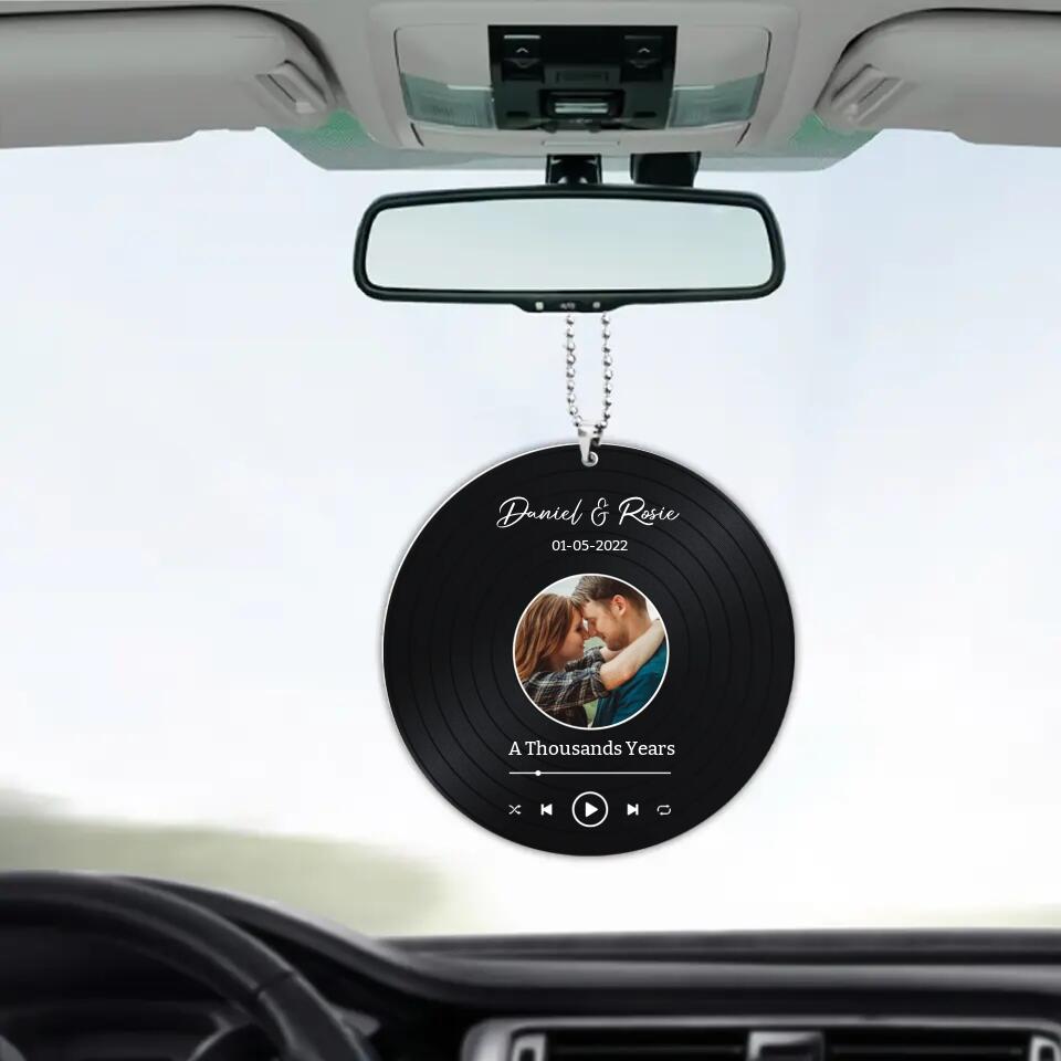 Personalized Valentine Gifts - This Is Our First Date - Personalized Upload Photo Car Ornament - Best Gift For Him/Her For Husband/Wife On Anniversary - Valentine's Gift - 212IHPNPOR689