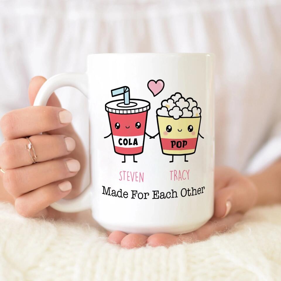 Personalized Valentine Gifts - Cute Food Couple - Avocado Cake Coffee Milk Couples - Personalized Mug - Anniversary Valentine Gift for Couple