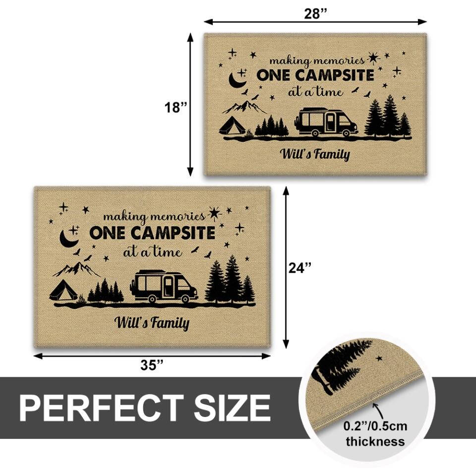 Making Memories One Campsite At A Time - Personalized Doormat - Gift For Camping Lovers Family