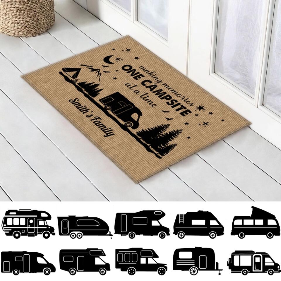 Making Memories One Campsite At A Time - Personalized Doormat - Gift For Camping Lovers Family
