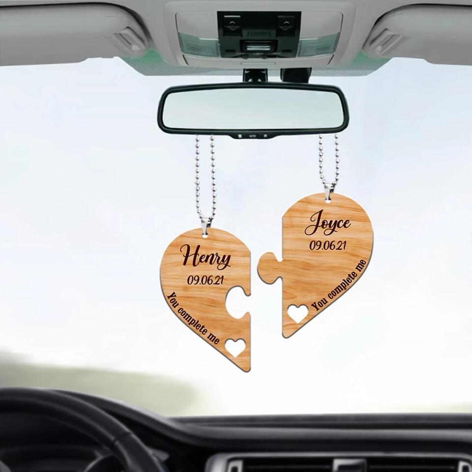 Personalized Valentine Gifts - You complete me. Couple Car Ornament - Best Valentine Anniversary Birthday Gift for Couple, Husband & Wife/ Girlfriend, BoyFriend - 212IHNLNOR978