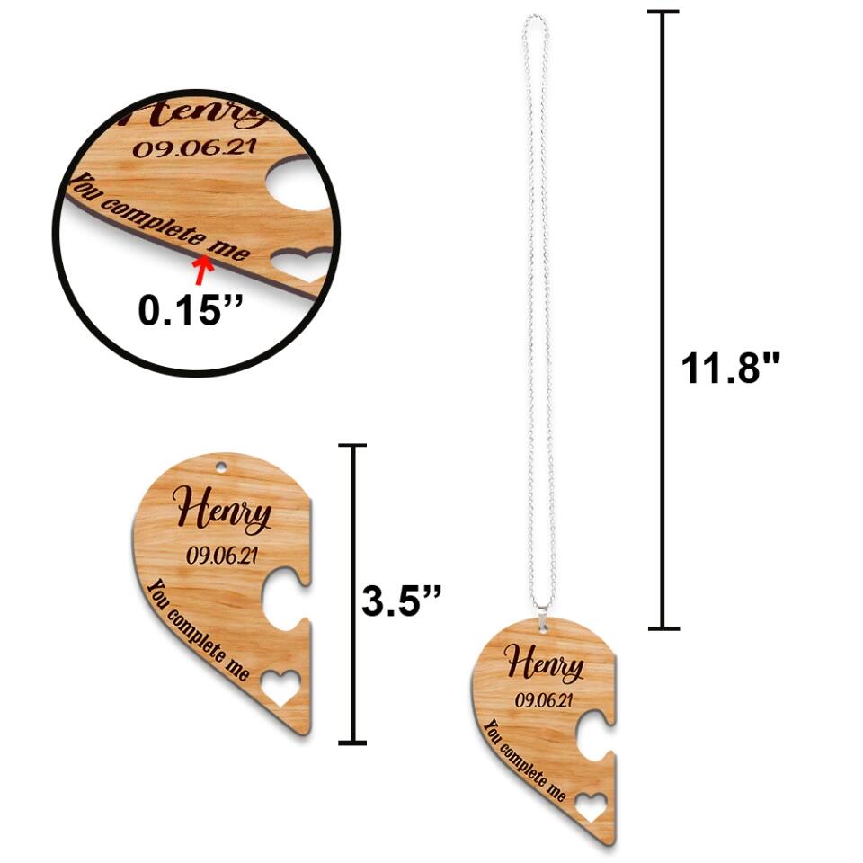 Personalized Valentine Gifts - You complete me. Couple Car Ornament - Best Valentine Anniversary Birthday Gift for Couple, Husband & Wife/ Girlfriend, BoyFriend - 212IHNLNOR978