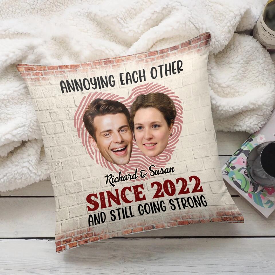 Annoying Each Other Since And Still Going Strong - Personalized Square Linen Pillow - Gift For Couples