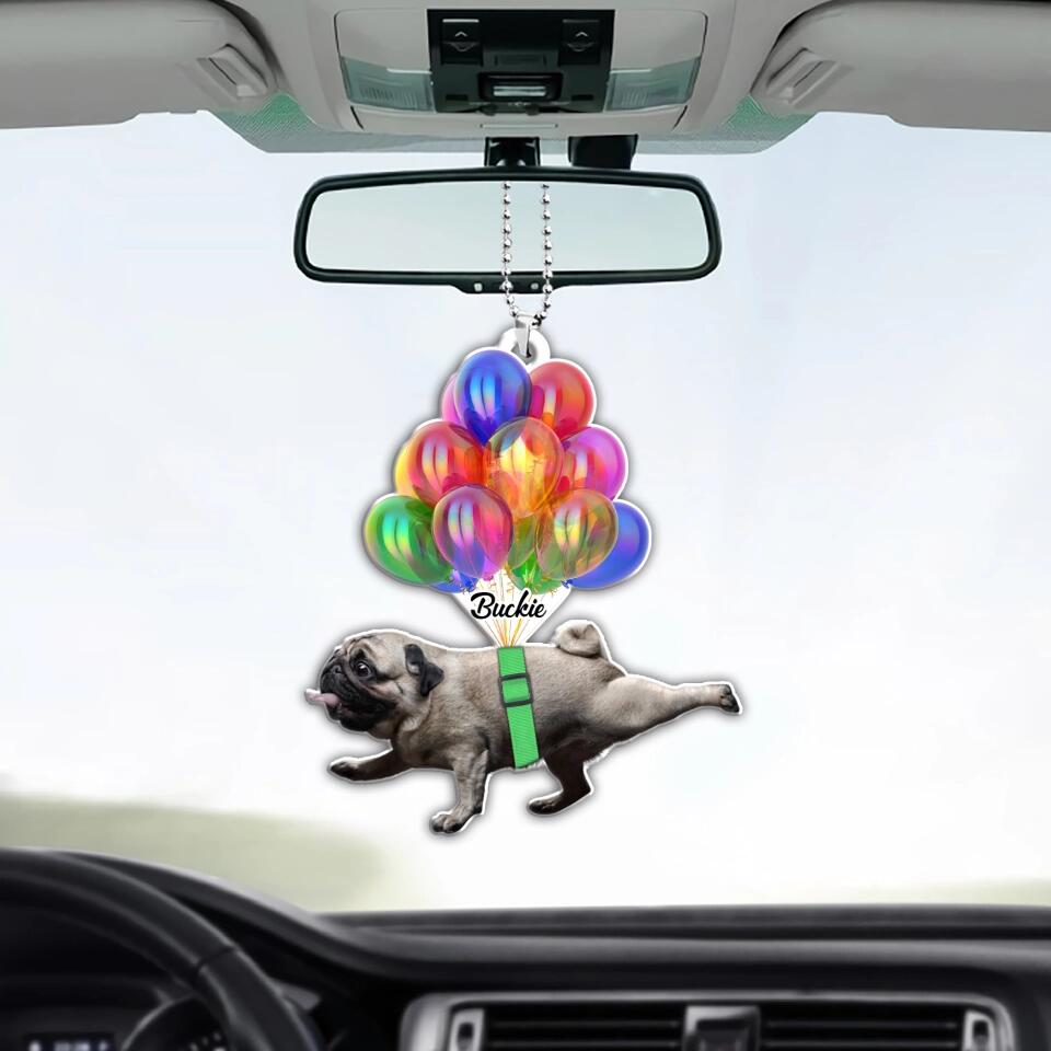 Personalized Valentine Gifts - Pug with Balloon Custom Car Ornament Gift For Dog Lovers