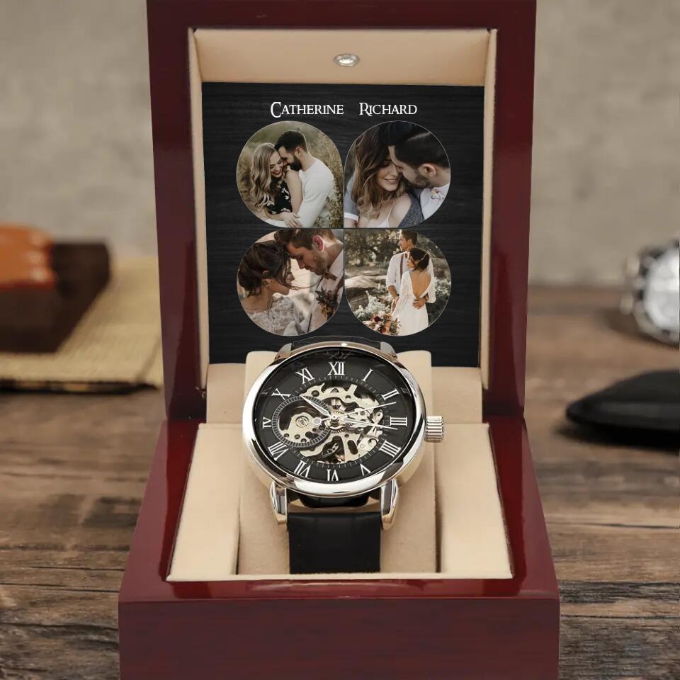 Personalized Photo And Text Men's Watch With Led Gift For Him On Anniversaries
