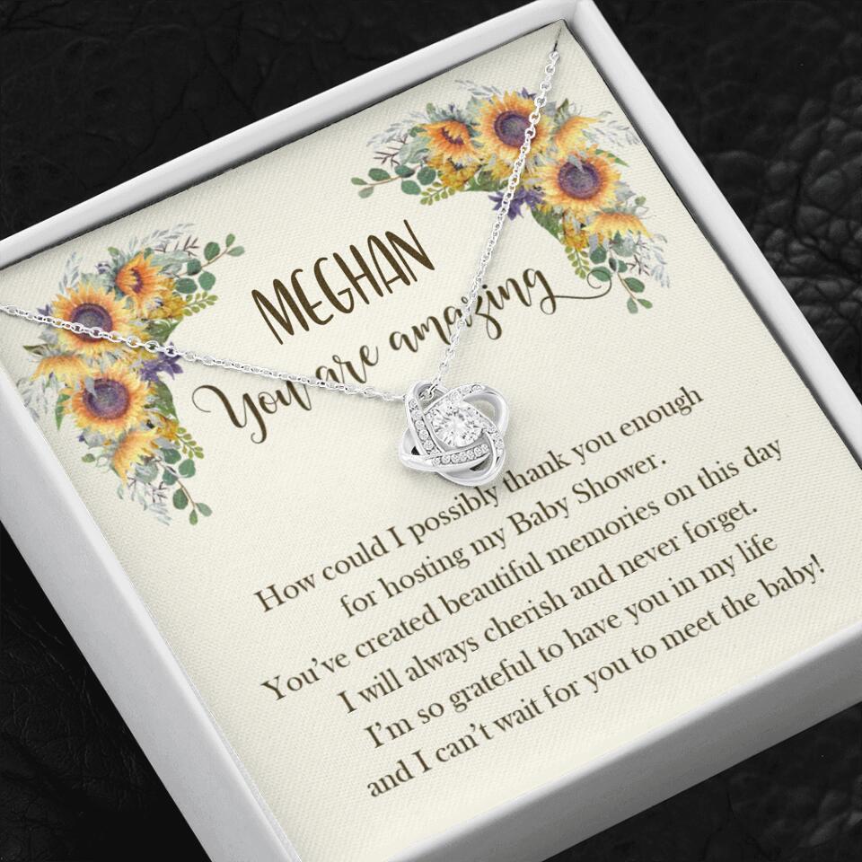 How Could I Possible Thank You Enough - Sunflower Necklace - Custom Name - Thank You Gift for Baby Shower Hostess