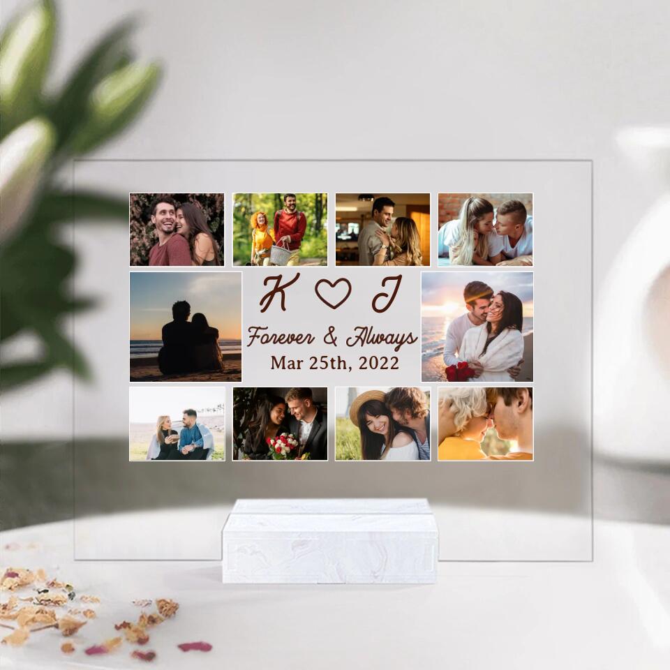 Forever And Always - Personalized Acrylic Plaque - Custom First Letter & Date
