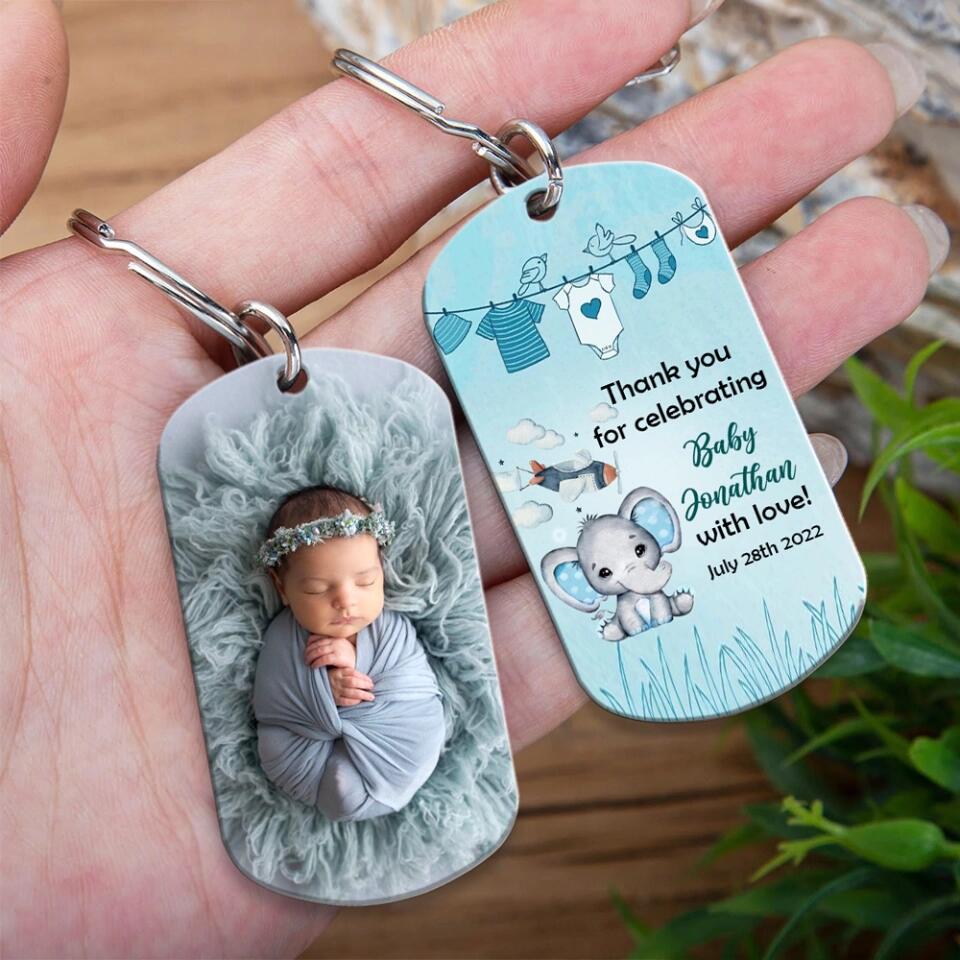 Thank You For Celebrating Baby With Love - Personalized Keychain Steel
