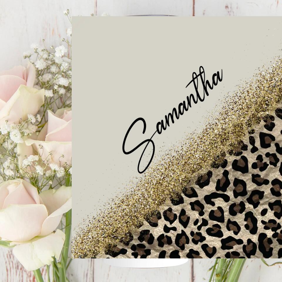Custom Name with Leopard Print, Cheetah Cup With Straw, Personalized Nickname Tumbler, Cup For Women