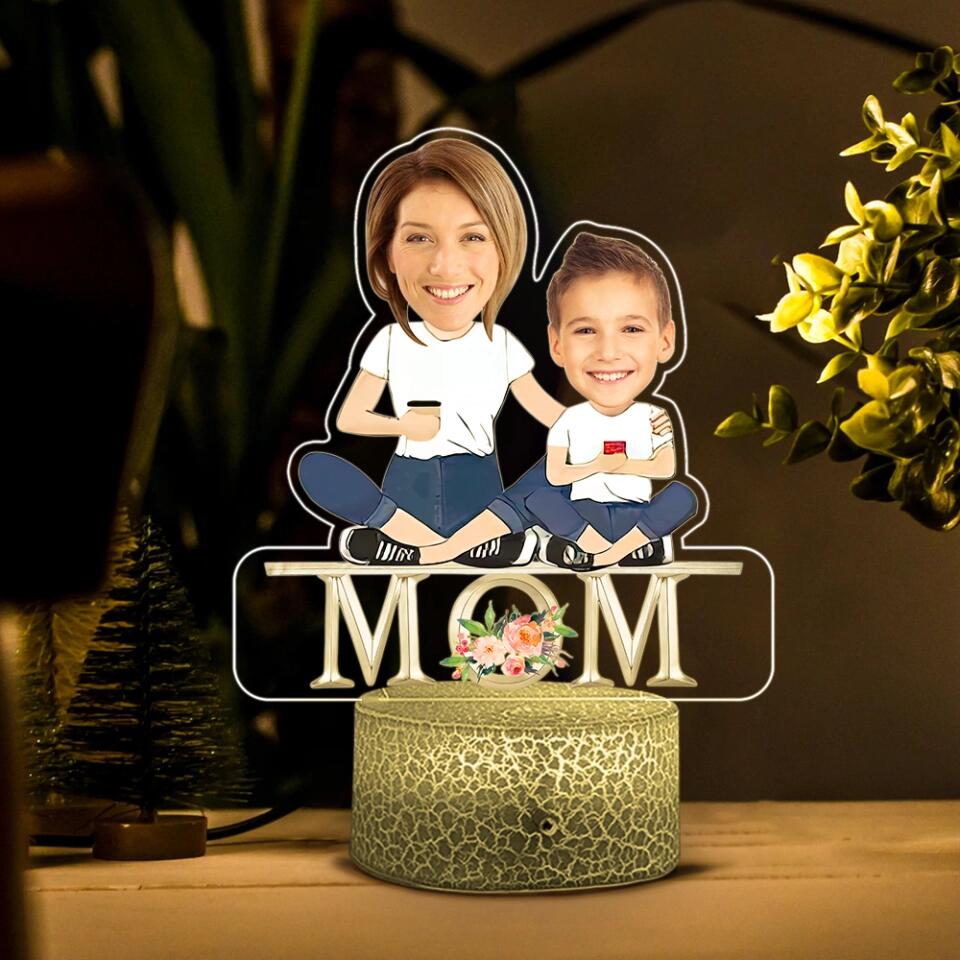 Mom And Kid At A Happy Place Personalized Printed Night Light