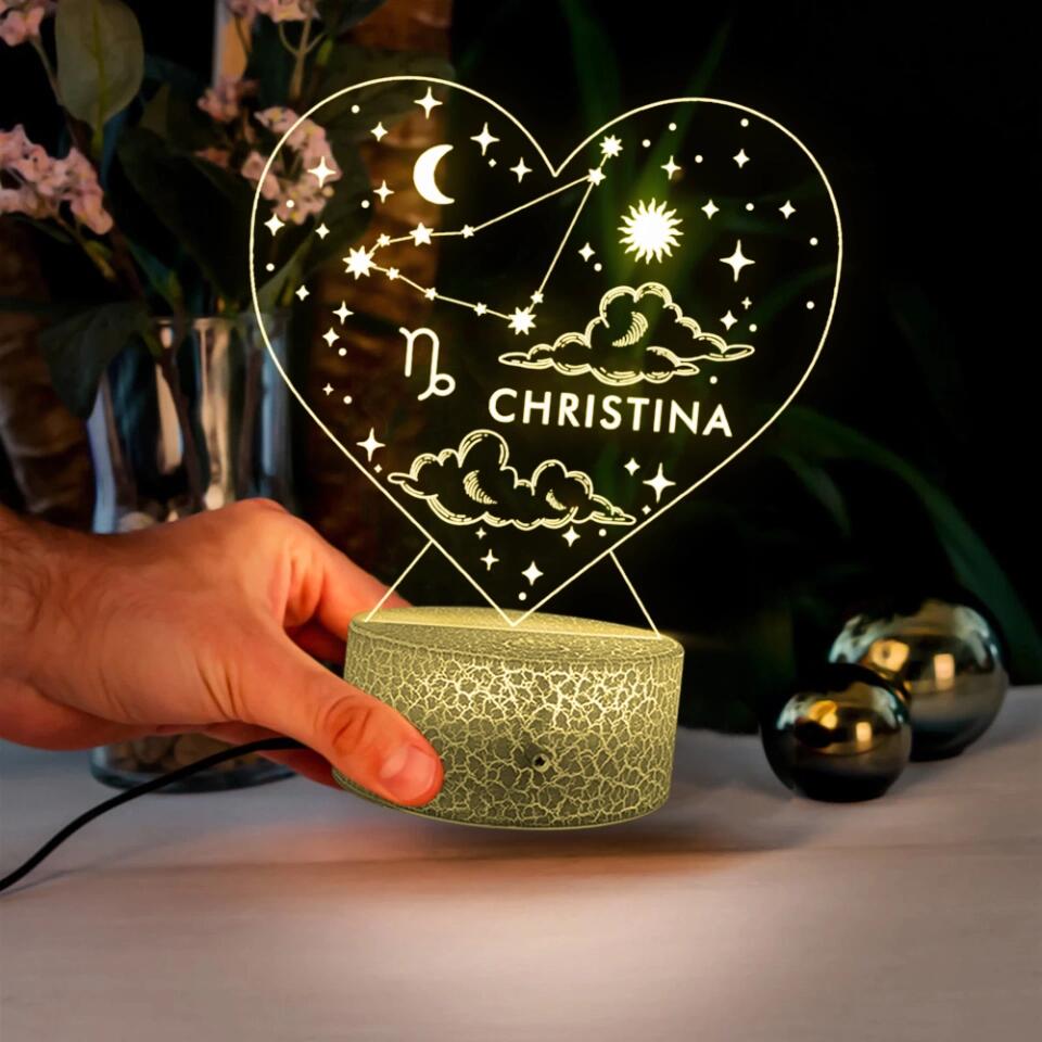 Personalized Valentine Gifts - Birth Signs Astrology Custom 3D Light Birthday Gift For Bestie