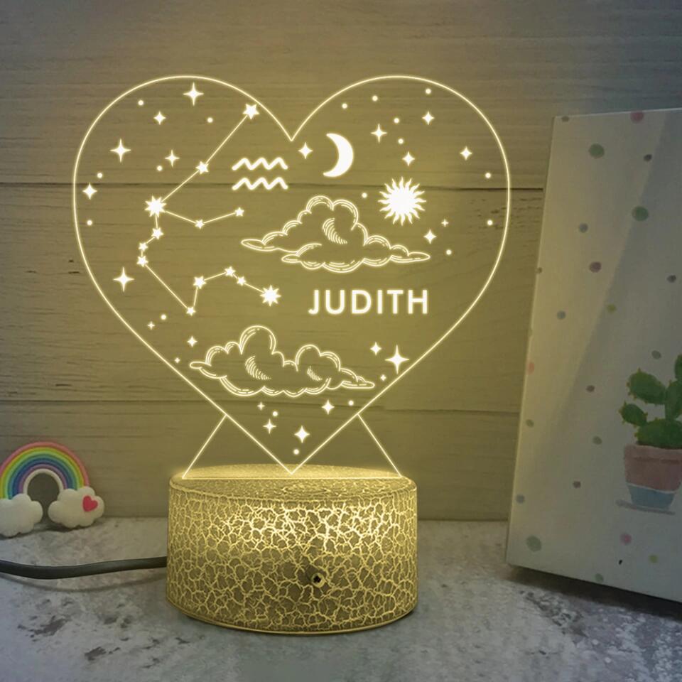 Personalized Valentine Gifts - Birth Signs Astrology Custom 3D Light Birthday Gift For Bestie
