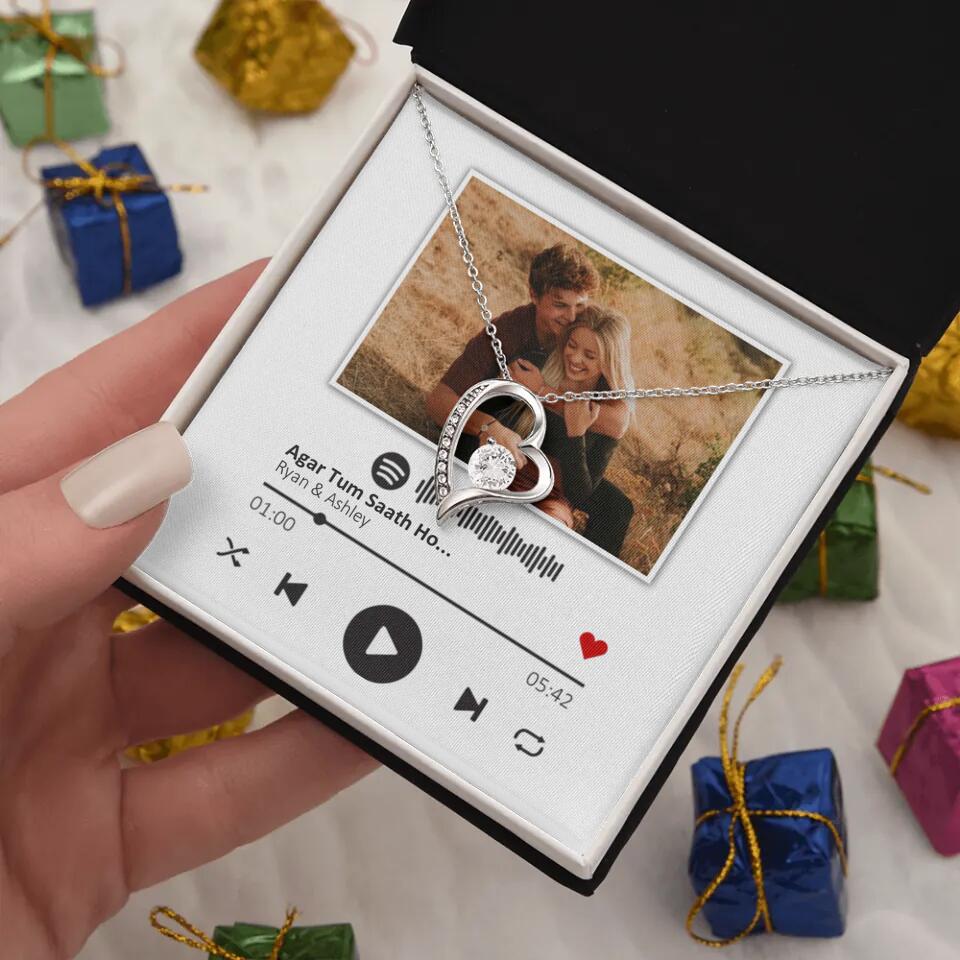 Custom Song Photo Necklace Gift For Her, Girlfriend, Wife On Anniversary