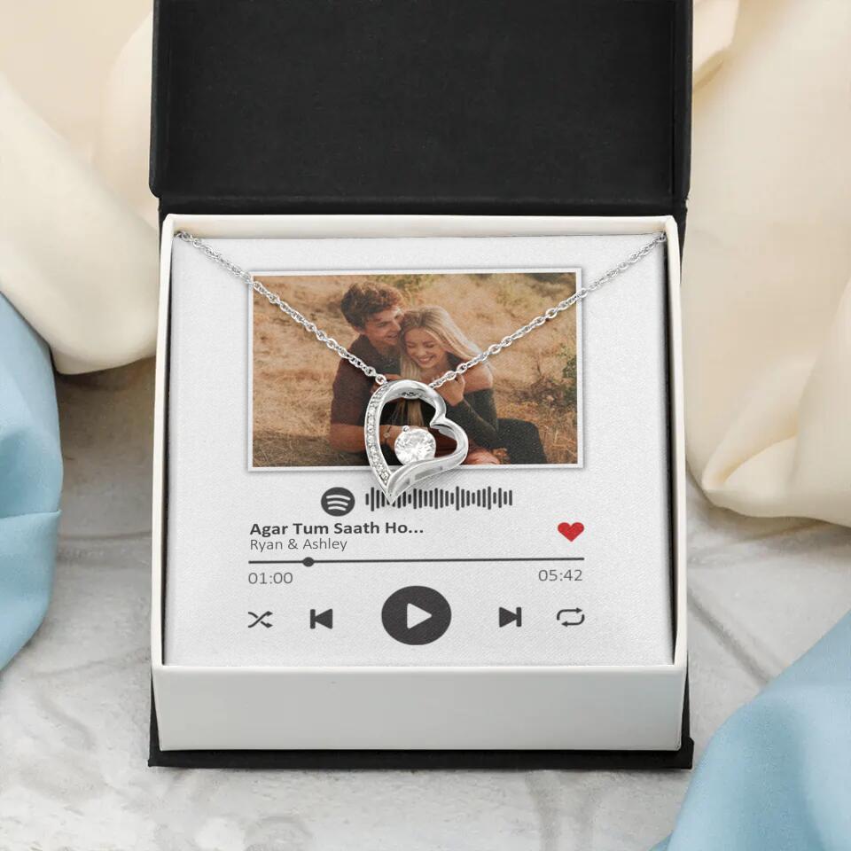 Custom Song Photo Necklace Gift For Her, Girlfriend, Wife On Anniversary