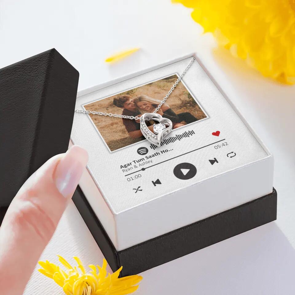 Custom Song Photo Necklace Gift For Her, Girlfriend, Wife On Anniversary