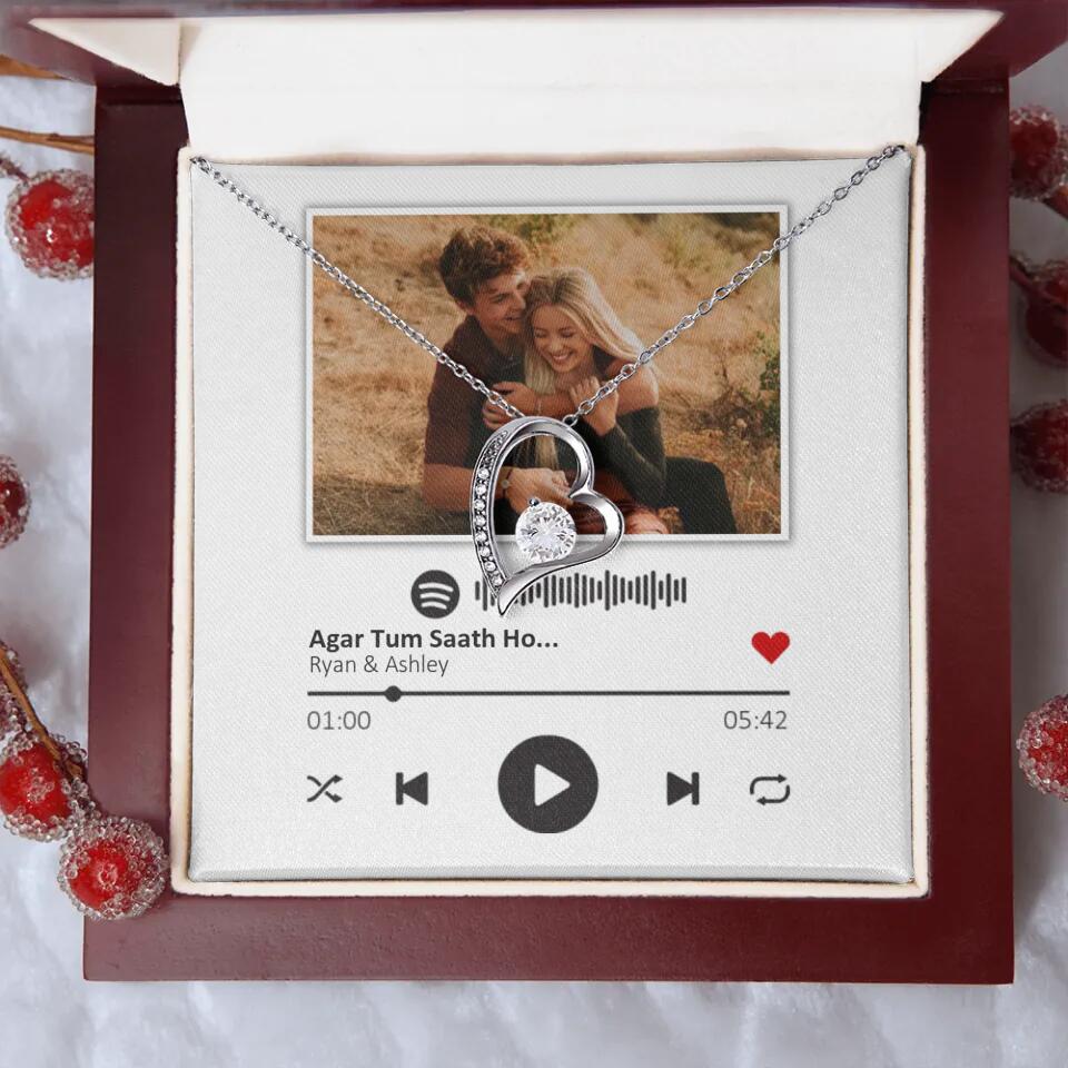 Custom Song Photo Necklace Gift For Her, Girlfriend, Wife On Anniversary
