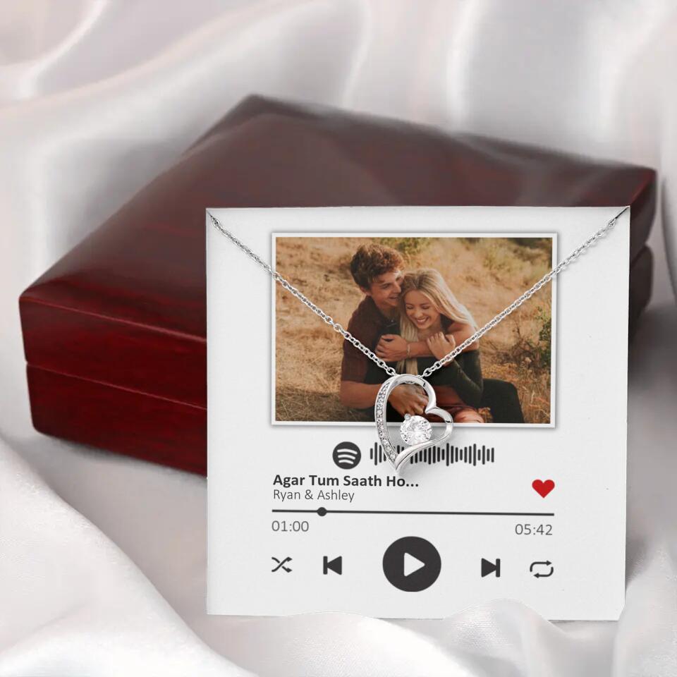 Custom Song Photo Necklace Gift For Her, Girlfriend, Wife On Anniversary
