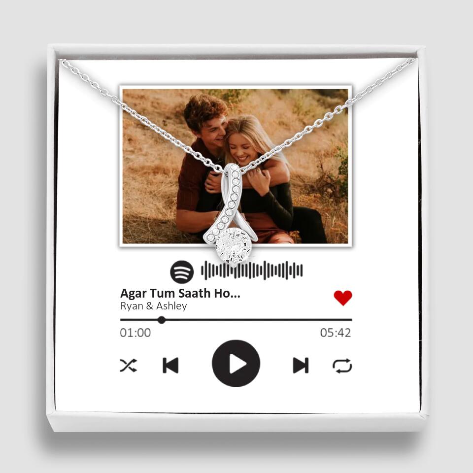 Custom Song Photo Necklace Gift For Her, Girlfriend, Wife On Anniversary
