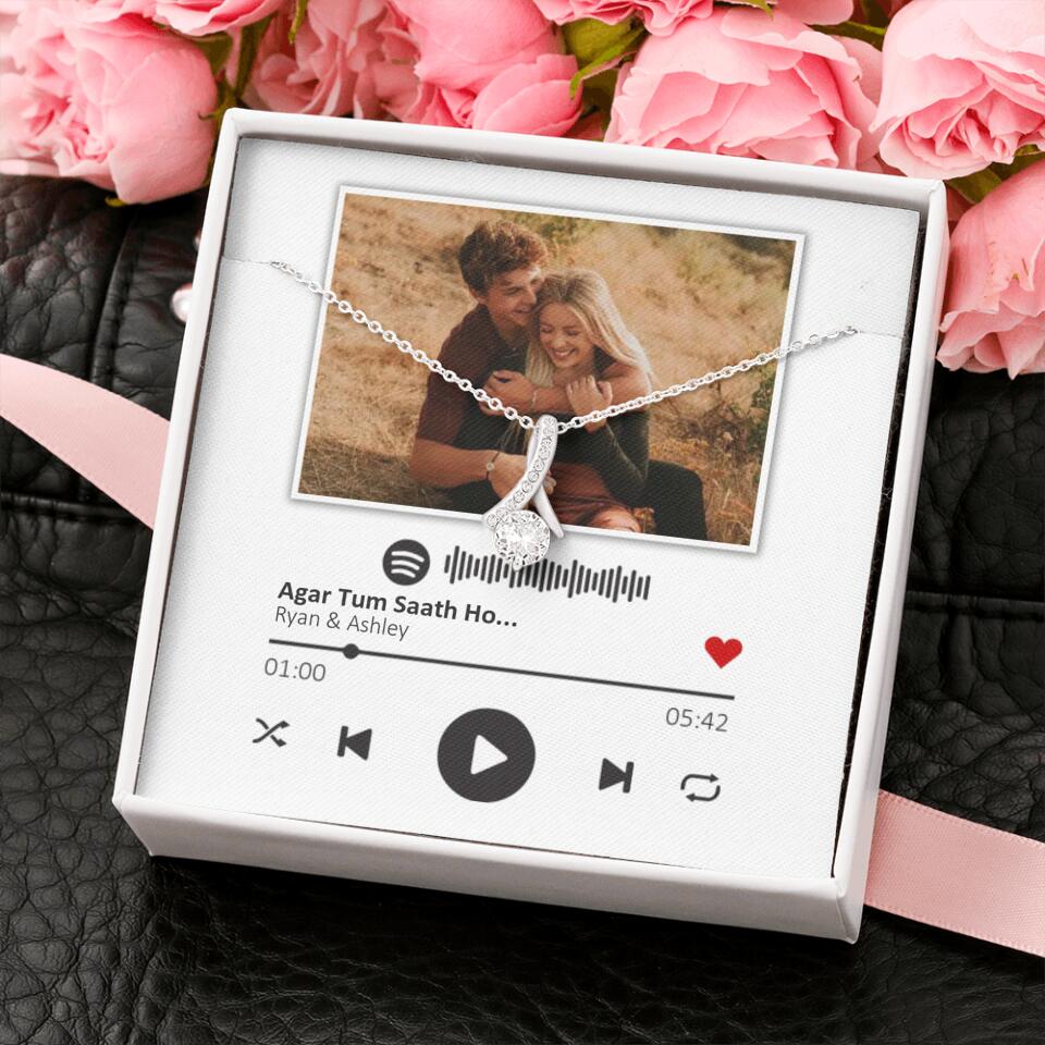 Custom Song Photo Necklace Gift For Her, Girlfriend, Wife On Anniversary