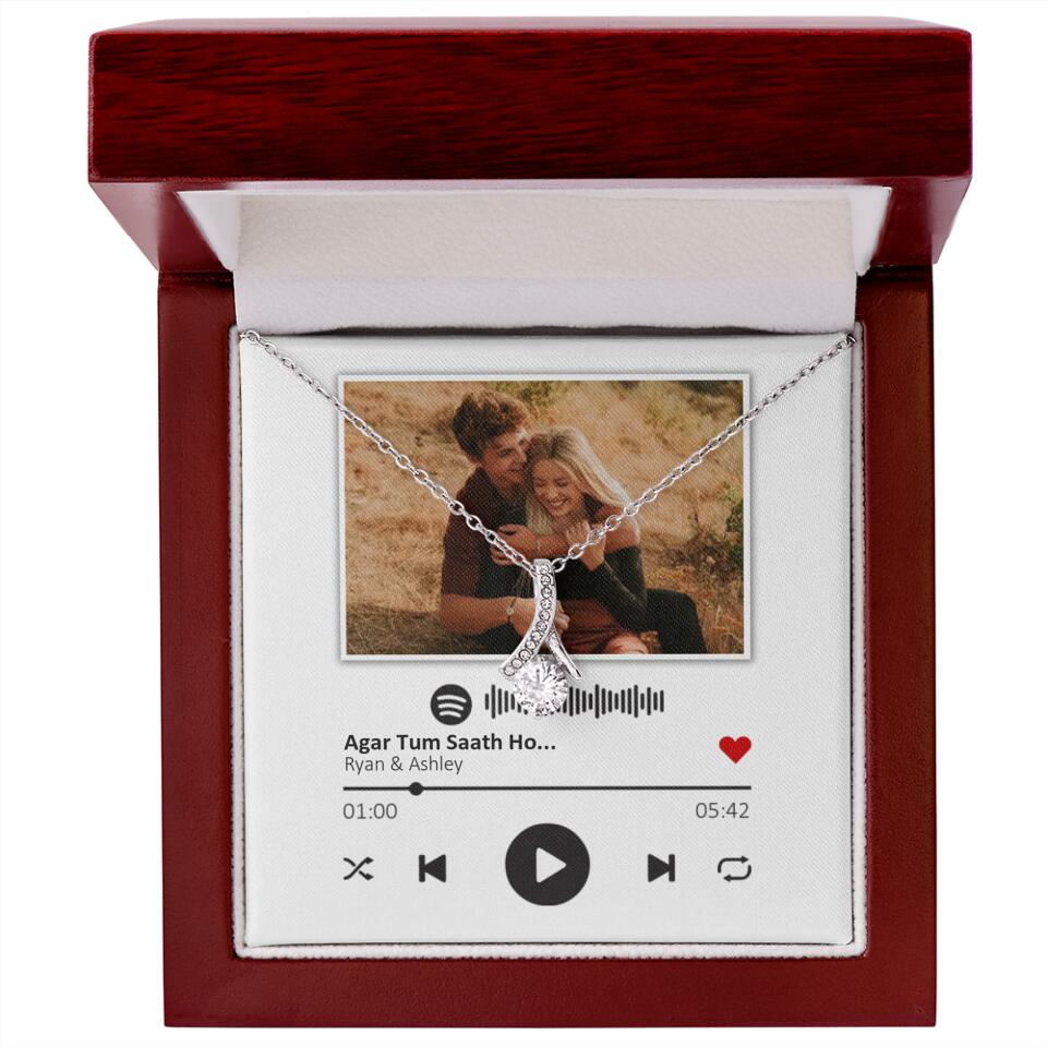 Custom Song Photo Necklace Gift For Her, Girlfriend, Wife On Anniversary