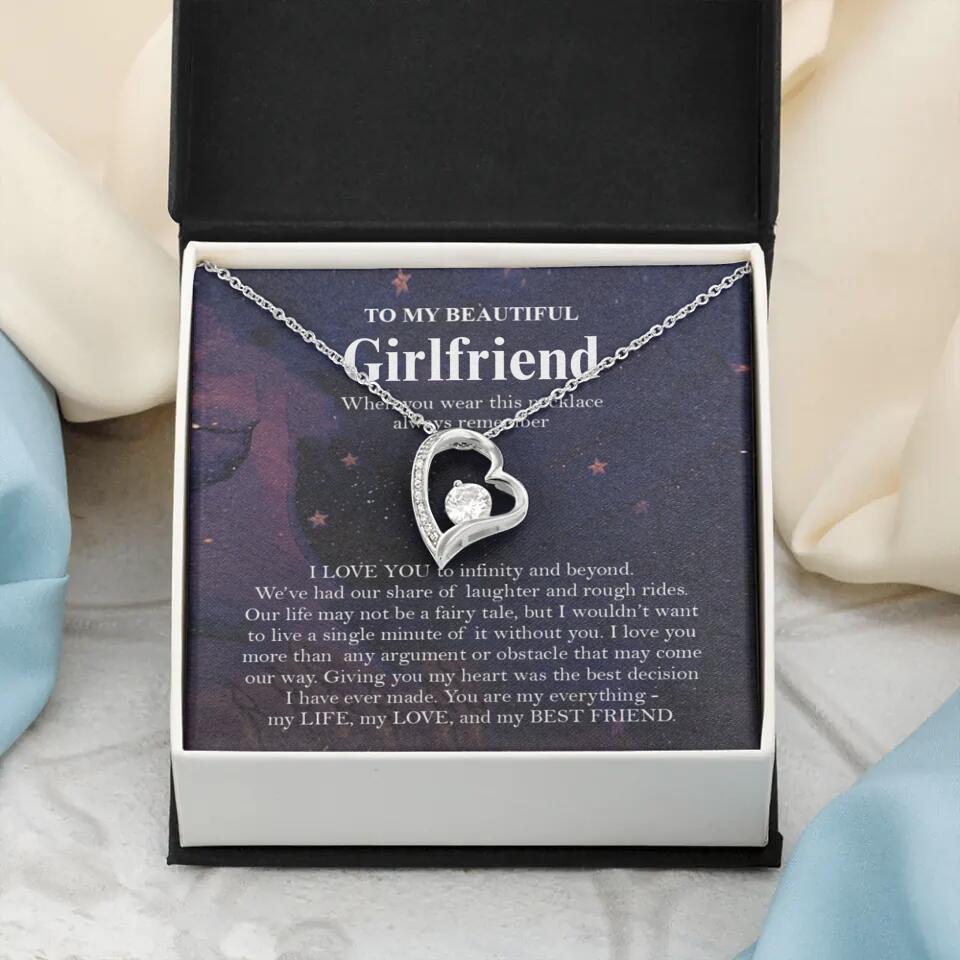 Personalized Valentine Gifts - To My Beautiful Girlfriend/Wife I Love You Personalized Necklace