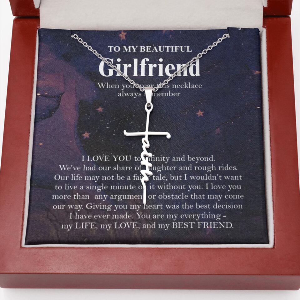 Personalized Valentine Gifts - To My Beautiful Girlfriend/Wife I Love You Personalized Necklace