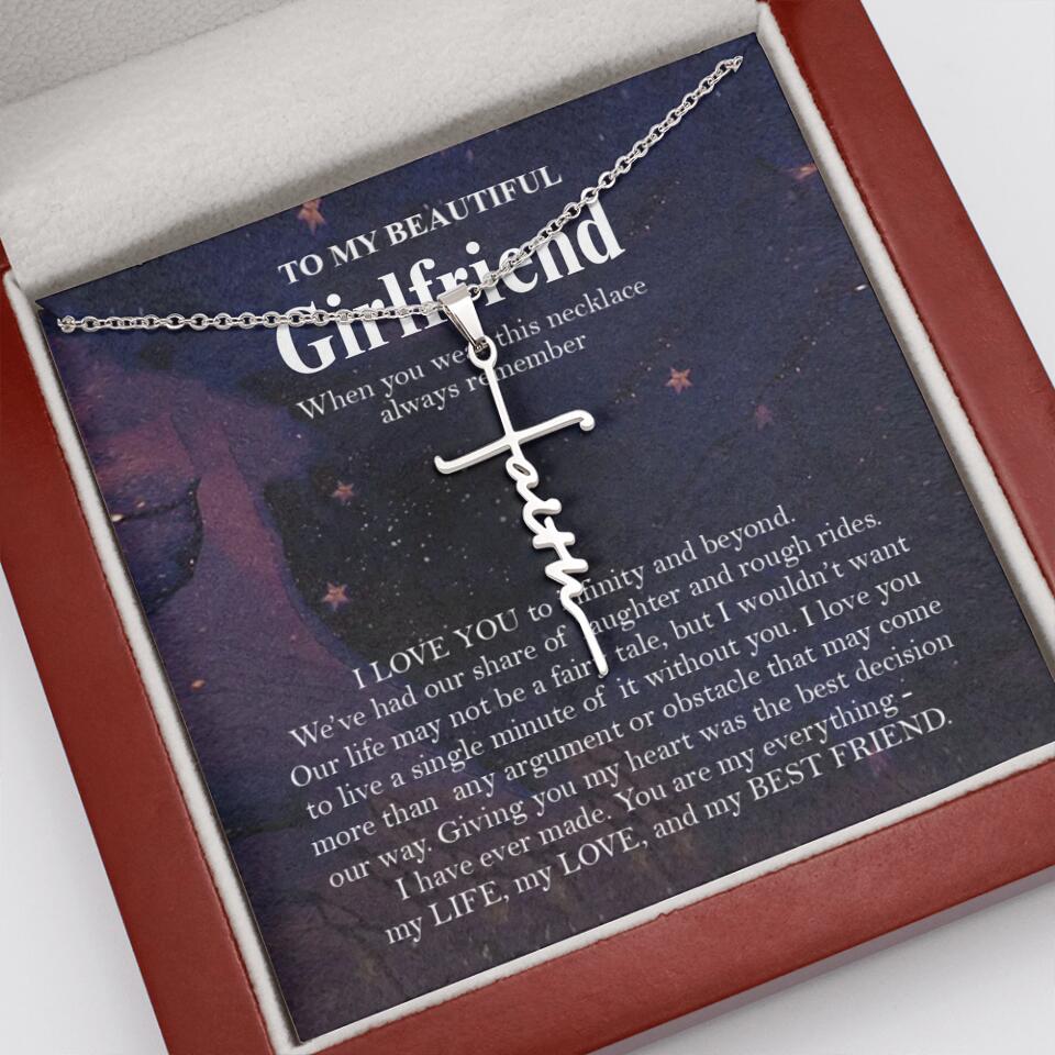 Personalized Valentine Gifts - To My Beautiful Girlfriend/Wife I Love You Personalized Necklace