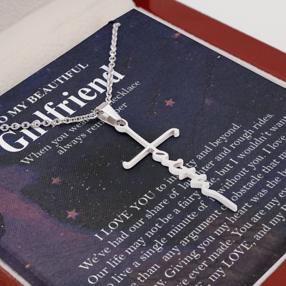 Personalized Valentine Gifts - To My Beautiful Girlfriend/Wife I Love You Personalized Necklace