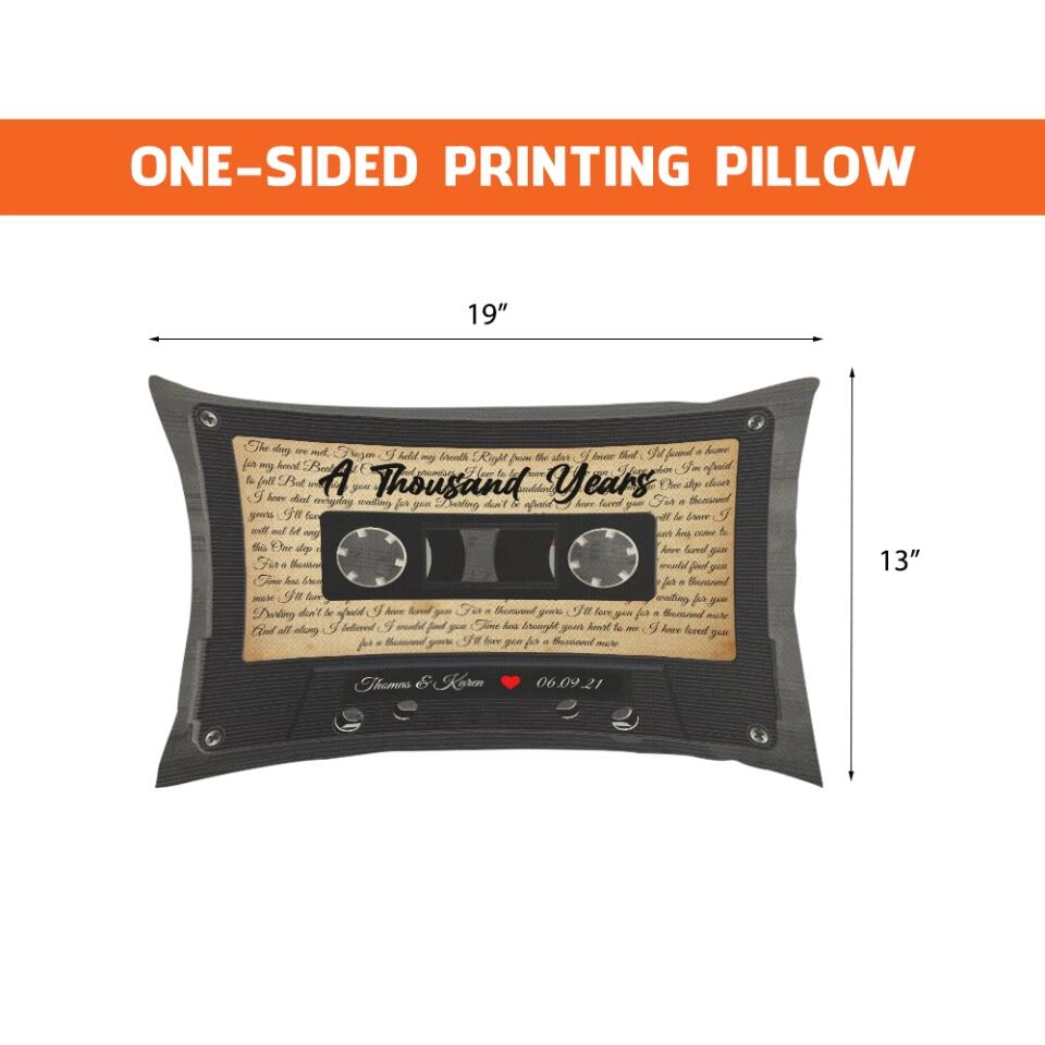 Personalized Valentine Gifts - Personalized Lyrics Cassette Custom Rectangular Pillow Anniversary Gift For Couples