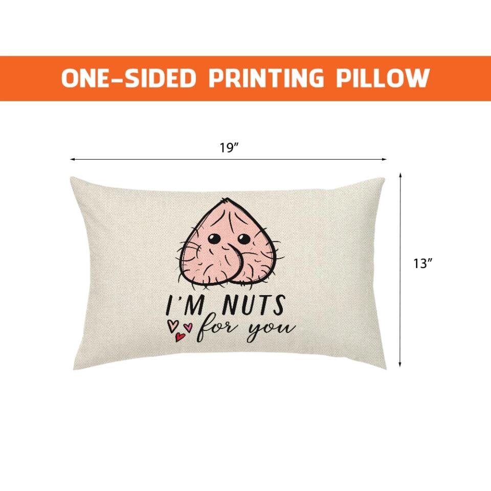 Personalized Valentine Gifts - I Love You With All My Boobs I'm Nuts About You Rectangle Pillow Funny Gift For Couple