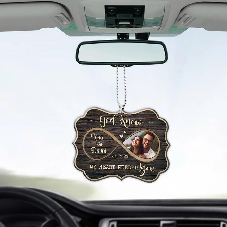 Personalized Valentine Gifts - God Knew My Heart Needed You - Personalized Car Ornament - Gift For Lover