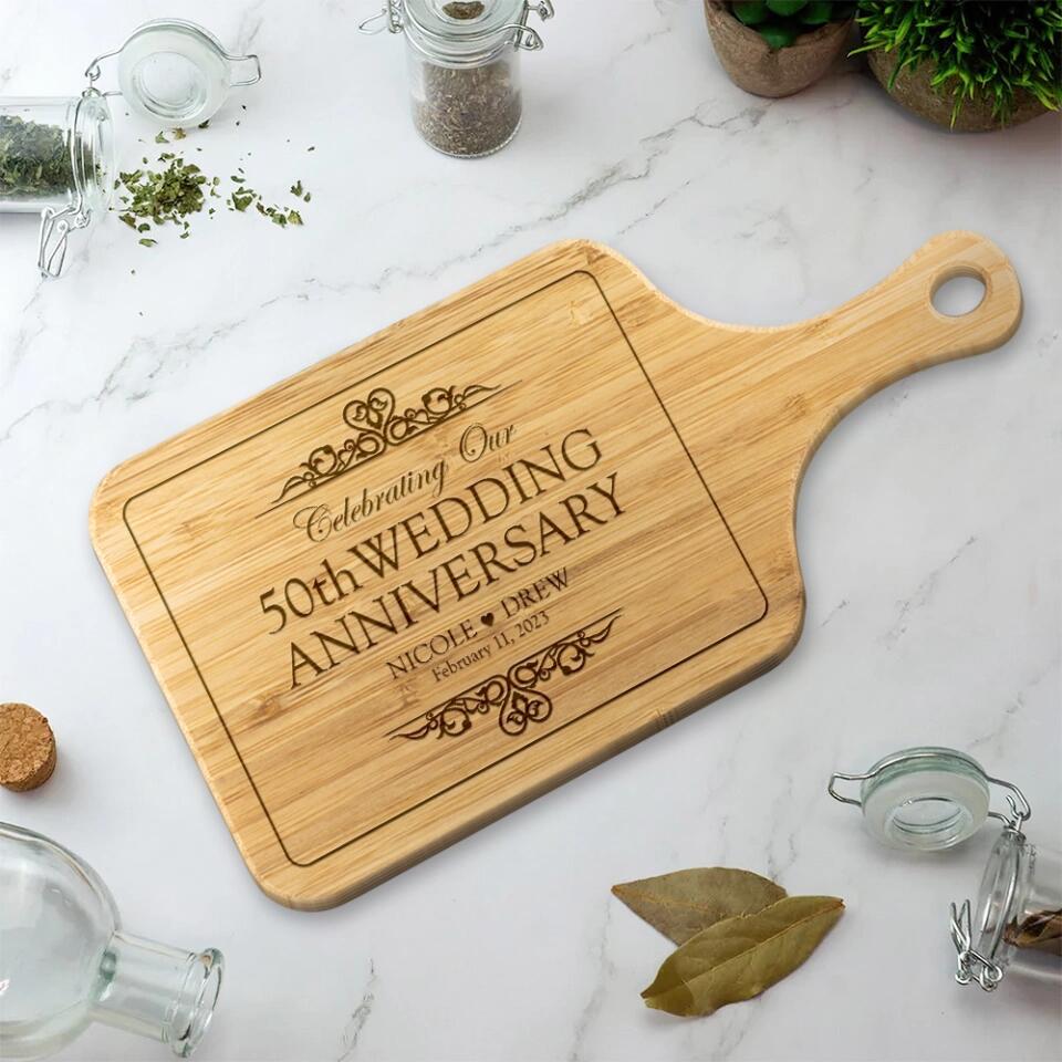 Celebrating Our 50th Wedding Anniversary - Personlized Wood Cutting Board - 50 Years Anniversary Gift