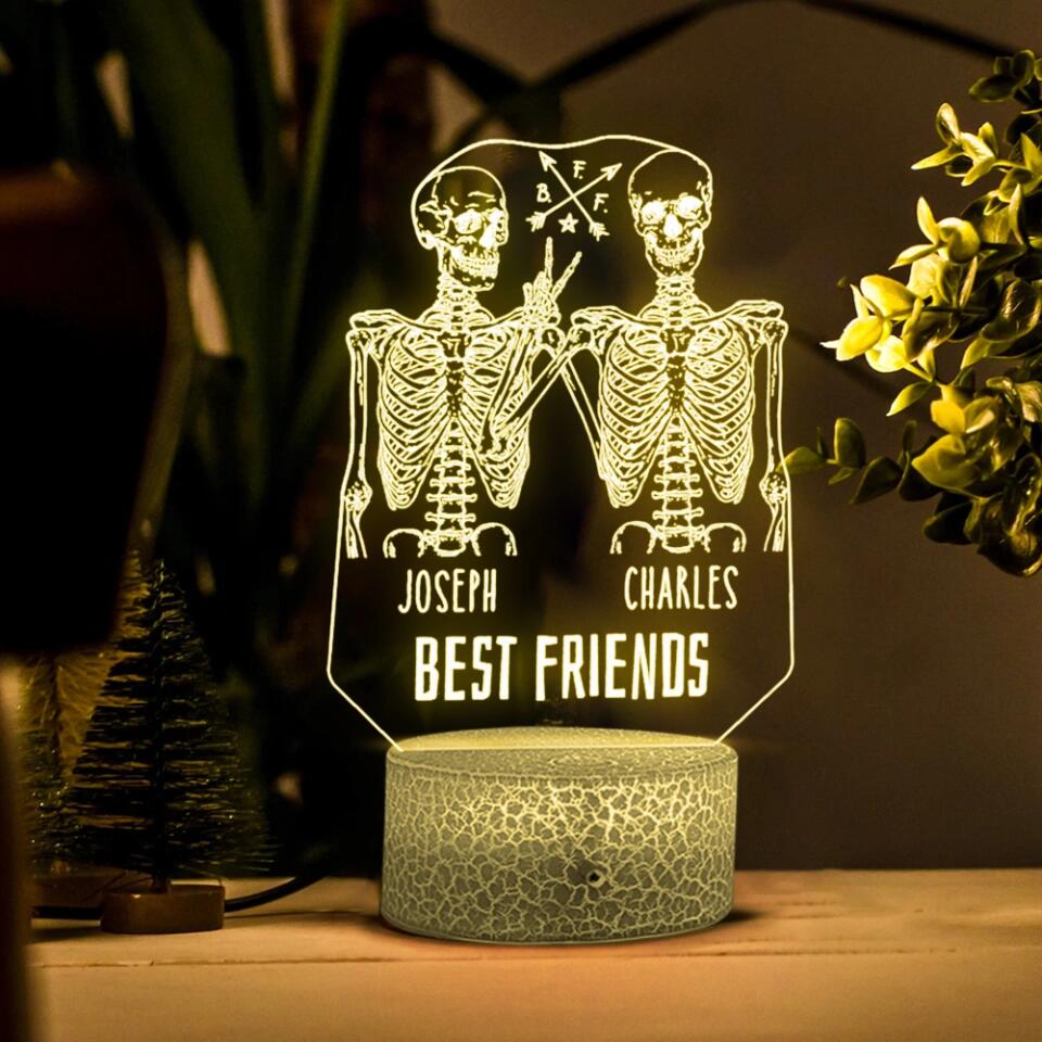Skull Best Friends Forever 3D Led Light Custom Name