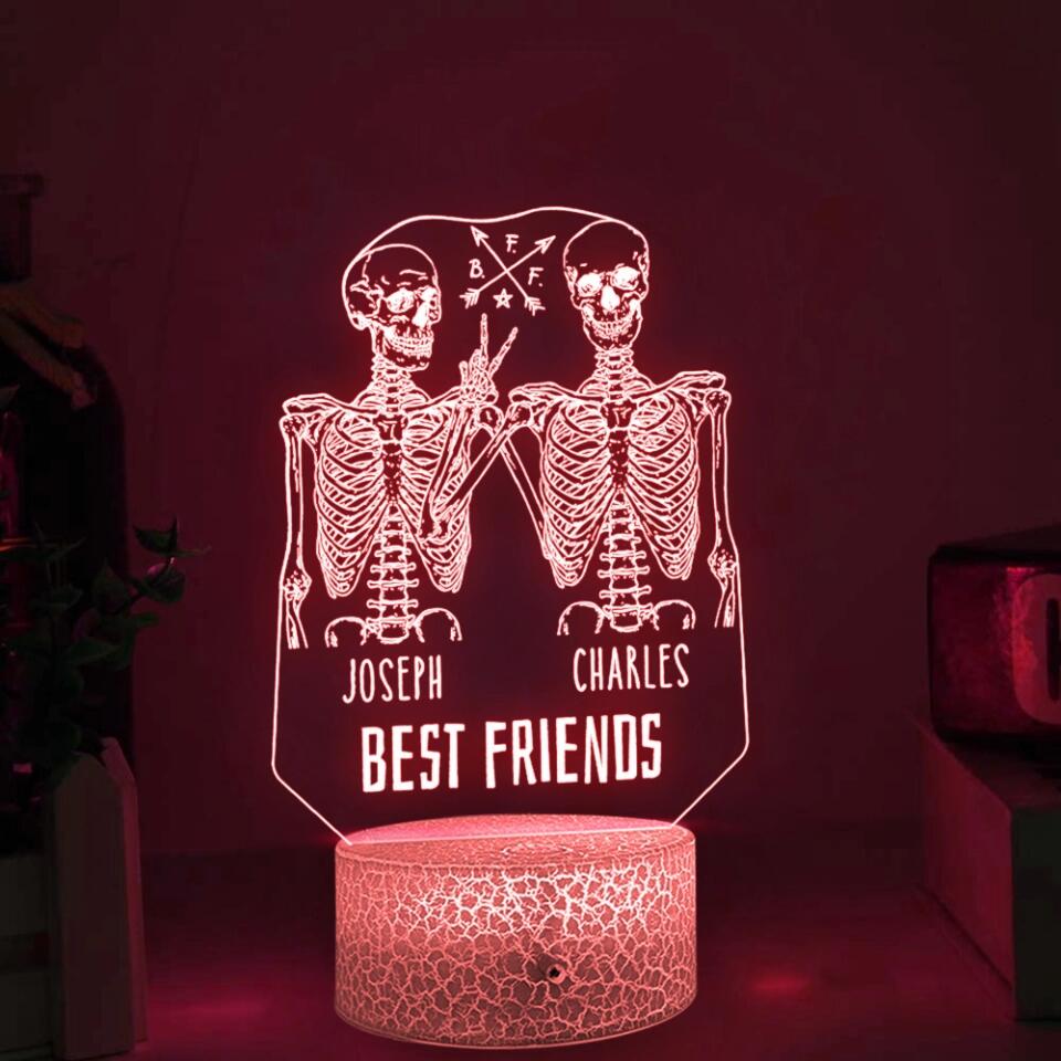 Skull Best Friends Forever 3D Led Light Custom Name