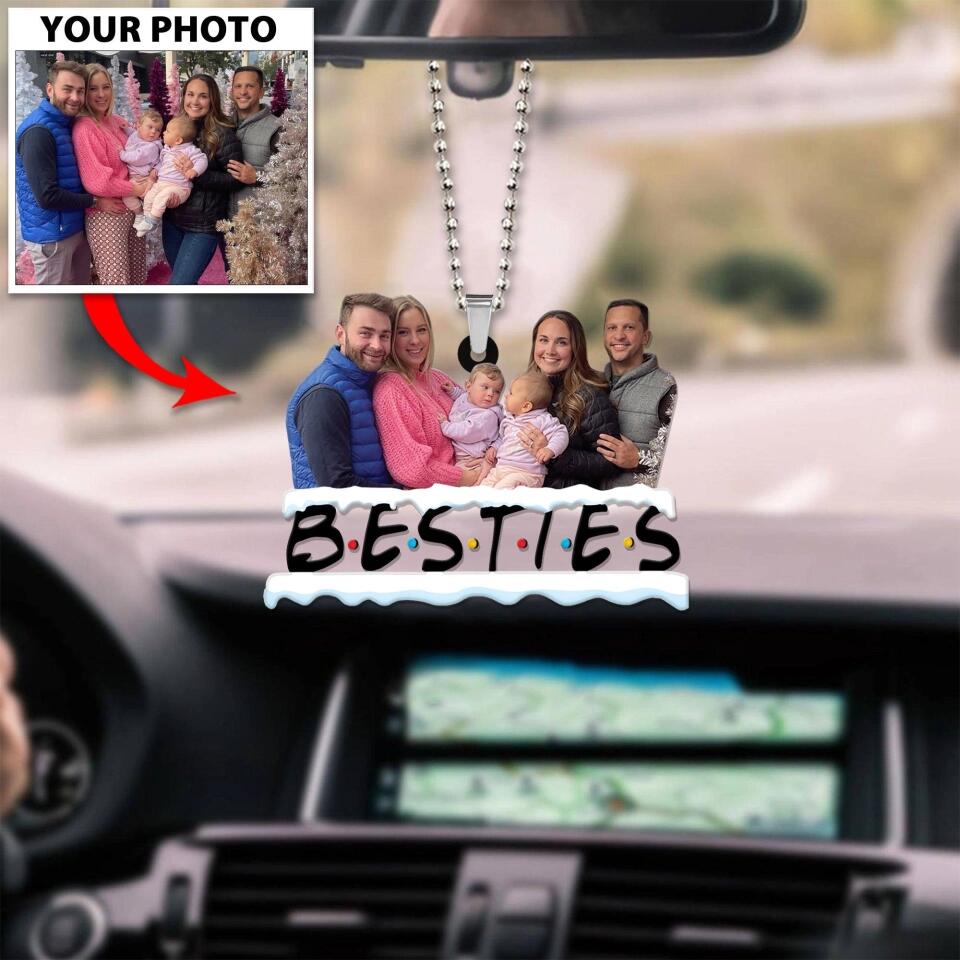 Bestie Custom Photo Background Removal - Personalized Car Ornament