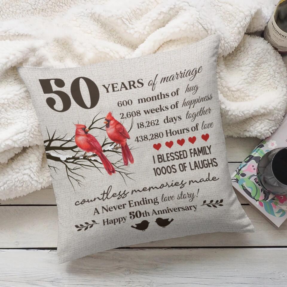 A Never Ending Love Story - Personalized Pillow - 50th Anniversary Gift - Custom Year