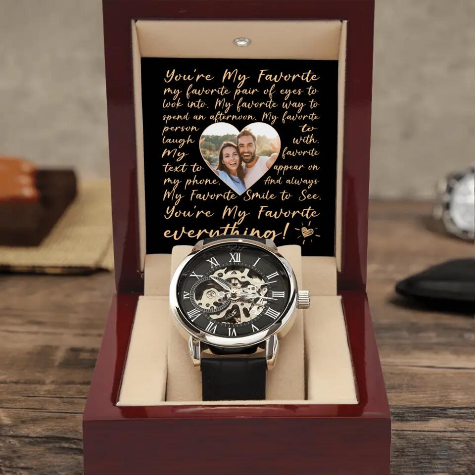 Personalized Valentine Gifts - My Favorite Pair Of Eyes To Look Into - Custom Photo Men's Watch