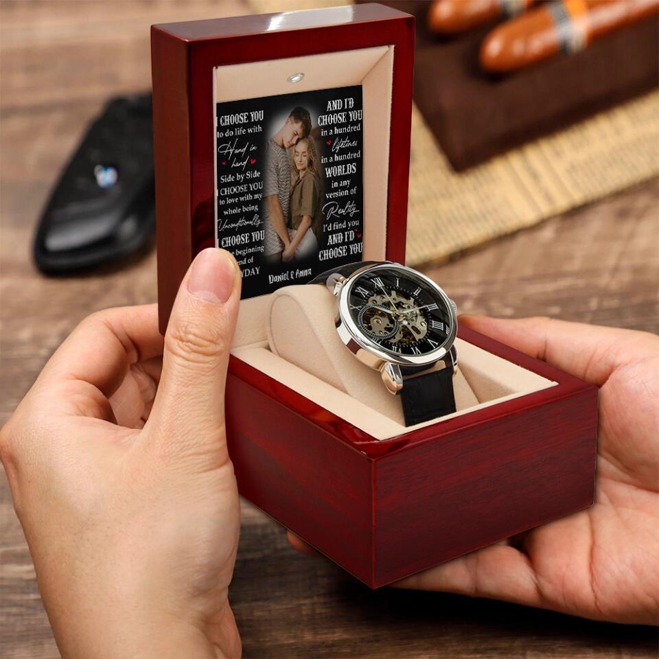 Personalized Valentine Gifts - I Choose You To Do Life With Personalization Luxury Men's Watch