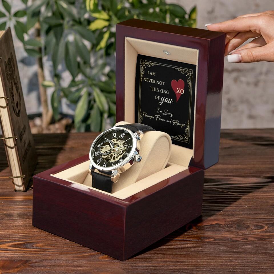 Personalized Valentine Gifts - I Am Never Not Thinking Of You Sorry Gift for Him Personalized Men's Watch