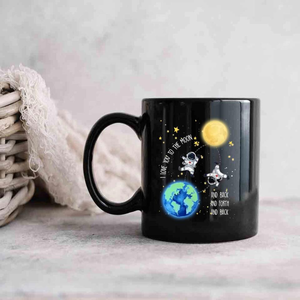 I Love You To The Moon And Back And Forth And Back Personalized Black Mug