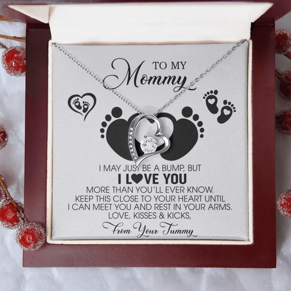 I May Just Be A Bump, But I Love You - Custom Name Necklace - Gift For New Mom