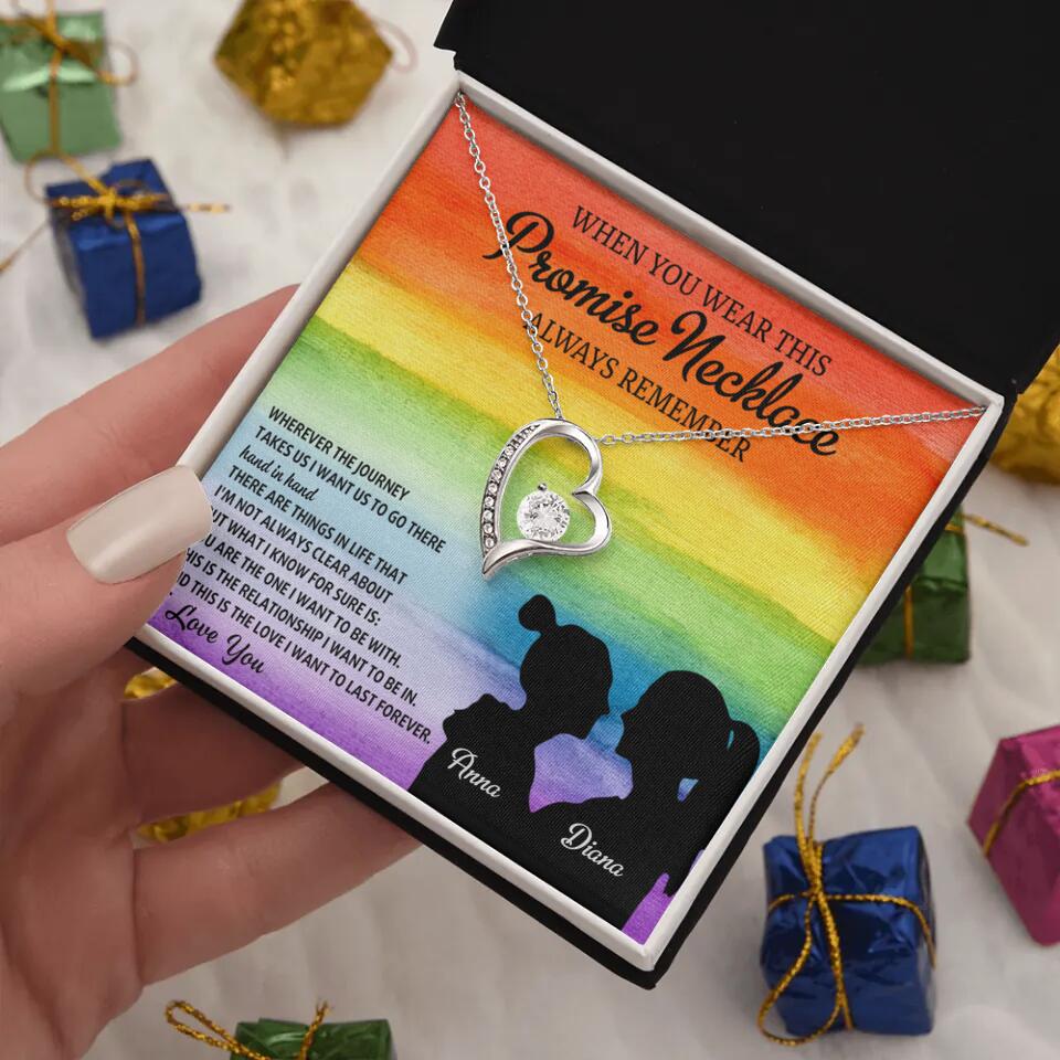 Personalized Valentine Gifts - When You Wear This Promise Necklace Always Remember - Personalized Necklace - Lesbian Couple Gift