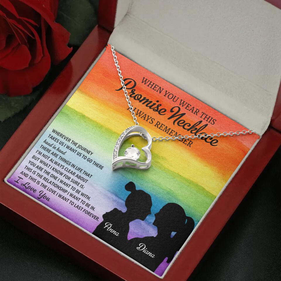 Personalized Valentine Gifts - When You Wear This Promise Necklace Always Remember - Personalized Necklace - Lesbian Couple Gift