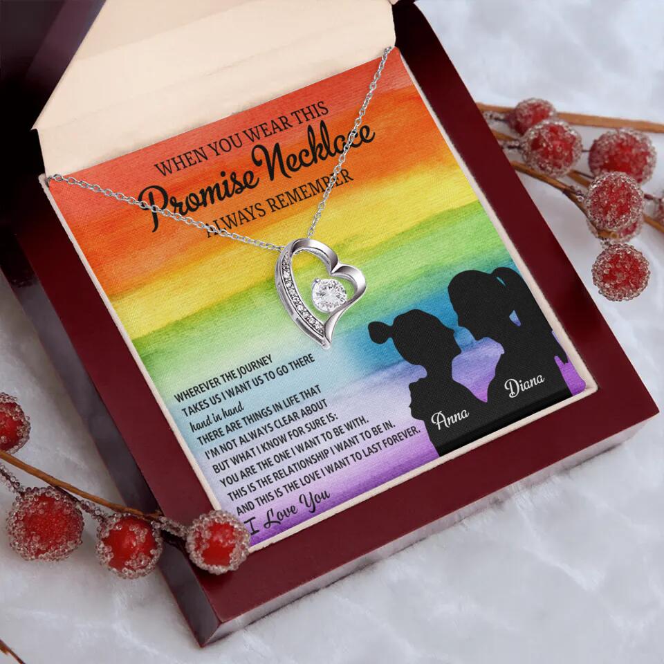Personalized Valentine Gifts - When You Wear This Promise Necklace Always Remember - Personalized Necklace - Lesbian Couple Gift