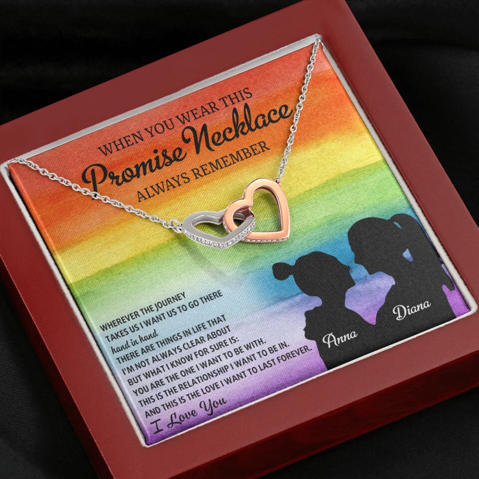Personalized Valentine Gifts - When You Wear This Promise Necklace Always Remember - Personalized Necklace - Lesbian Couple Gift