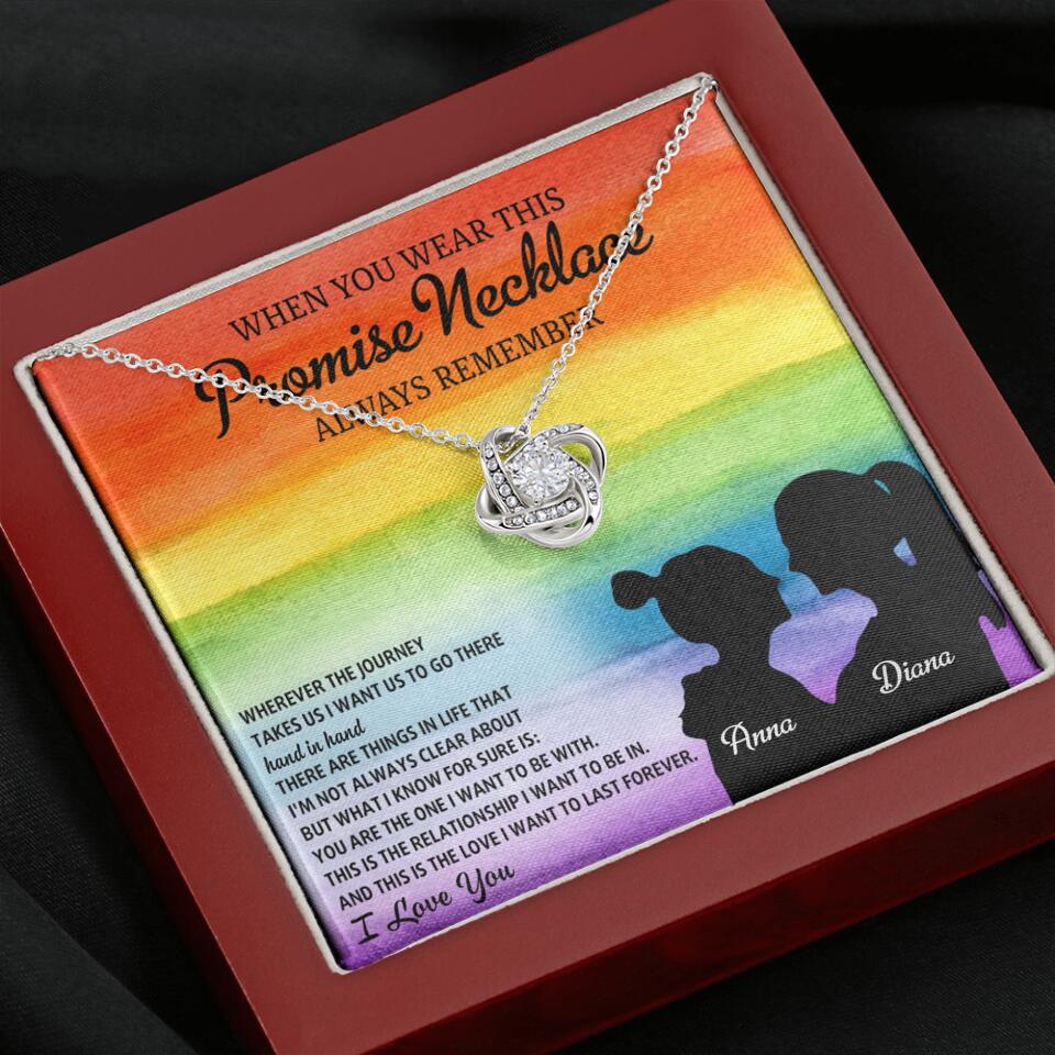Personalized Valentine Gifts - When You Wear This Promise Necklace Always Remember - Personalized Necklace - Lesbian Couple Gift