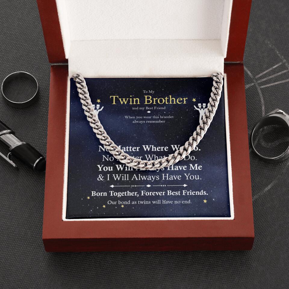 Born Together Forever Best Friends - Personalized Cuban Link Chain