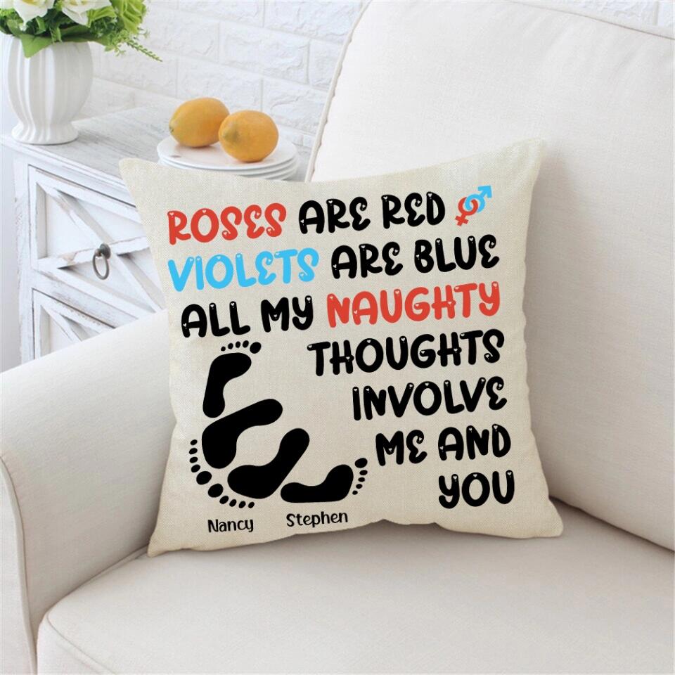 Personalized Valentine Gifts - Roses Are Red Violets Are Blue Personalized Pillow